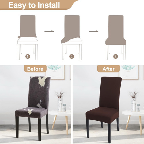 Juego De 4 Fundas Elásticas Para Sillas Comedor Chocolate
