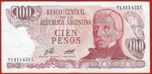 !!! Billete Pesos Ley 18.188 $ 100 1977 Sin Leyenda !!!