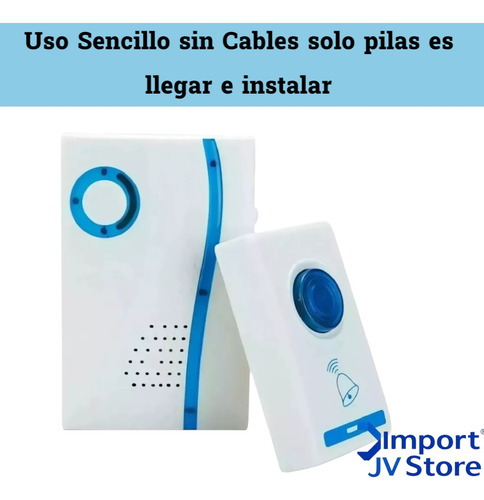 Timbre Inalámbrico Portátil 100 Metros Blanco Hogar Oficina