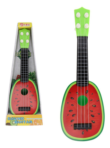 Guitarra De Juguete Frutas 36cm 4 Cuerdas En Caja