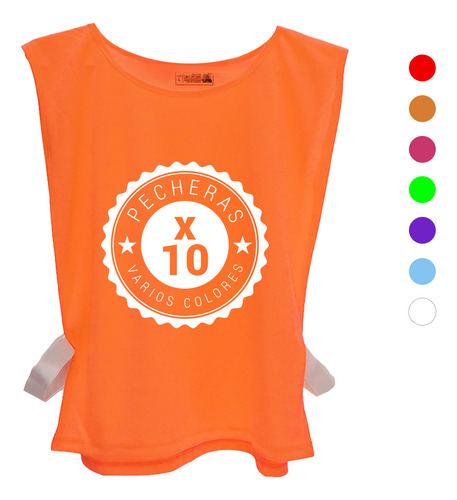 Pecheras Pack X 10 Unidades, Ideal Para Sublimar - Adultos Naranja Fluor