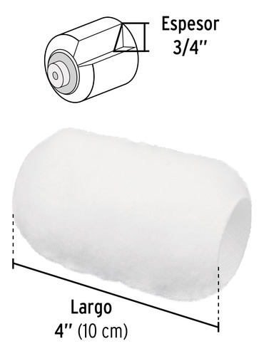 Felpa Para Mini Rodillo Poliéster 4¨x3/4¨ Truper 13897