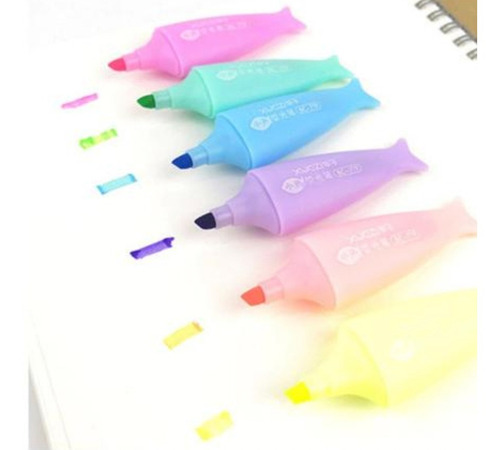 Resaltador Highlighter Marcador Color Fish Pasteles Set X 6