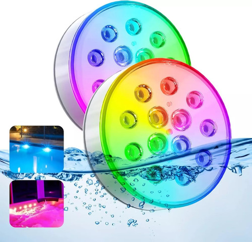 Luces Led Multicolor Sumergible En Agua Piscina Recargables