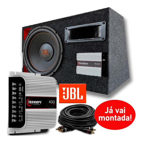 Caixa Trio Som Carro Jbl Sub 12 500w + Módulo Taramps Kit