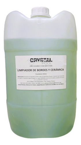 Limpiador De Bordes Y Cerámica 20 Litros Crystal Pool.