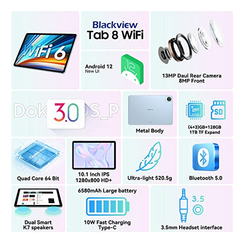 Tableta Blackview Android 12 Tab 8 Wifi, 10 Pulgadas, 4 Gb+1