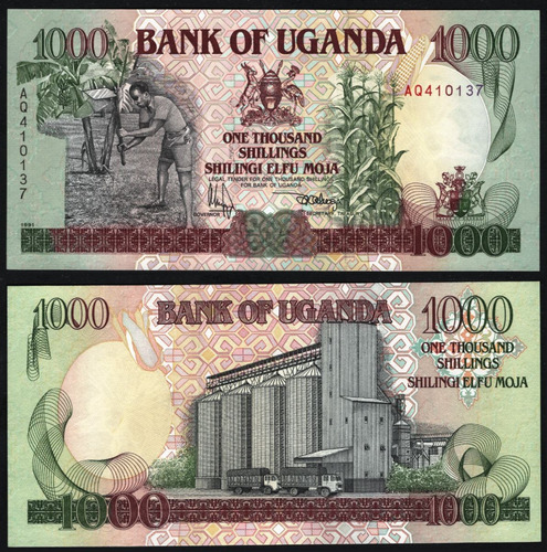 Uganda Billete Del Año 1991 De 1000 Shillings Sin Circular