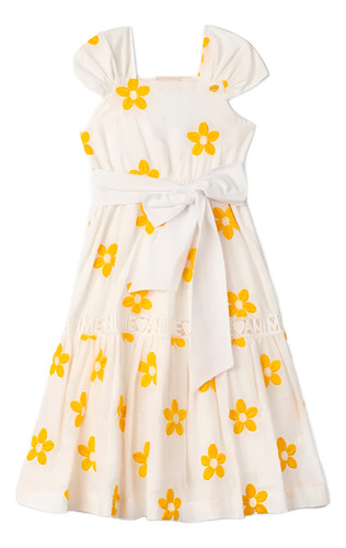 Vestido Com Bordado Floral Animê