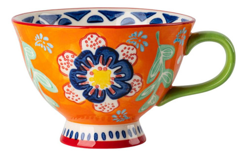 Taza De Cerámica Pintada A Mano Con Motivos Florales Para