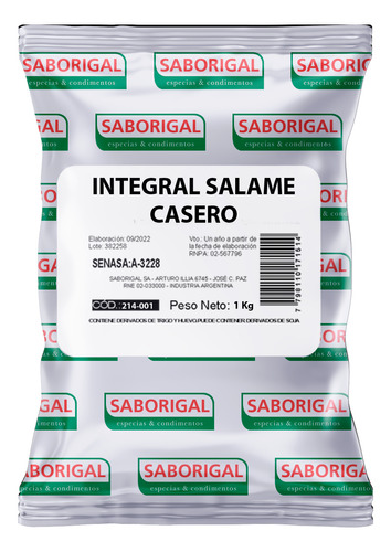 Condimento Integral Para Salame Casero Saborigal X 1 Kg