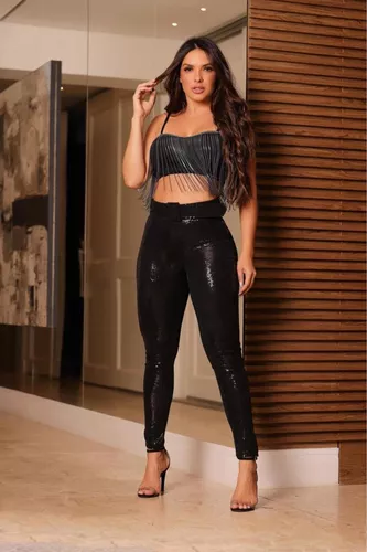 Conjunto cropped e legging Balada Noite Luxo