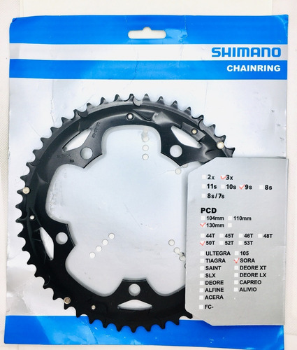 Imagen 3 de 4 de Plato Coronilla Shimano Sora Fc-3503 - 3x9v - 130x50t Negro