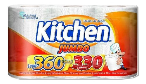 Imagem 2 de 3 de Papel Toalha Kitchen Jumbo 360 Cozinha Pratica Folha Dupla