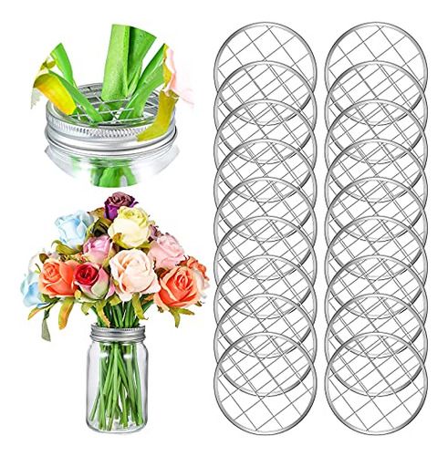 Soporte Tapa Tarro Mason Jar Con Inserto De Flores Metálico