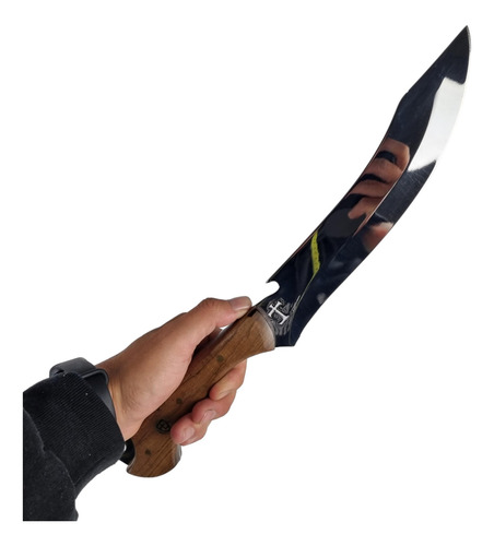 Faca Kukri Full Tang Artesanal De Churrasco 3mm Aço Madeira