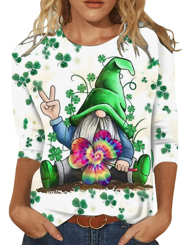 Camiseta Estampada Del Día De San Patricio Para Mujer, Manga