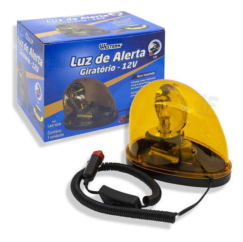 Giroflex Luz De Emergência Sinalizador Amarelo 12v Giratório