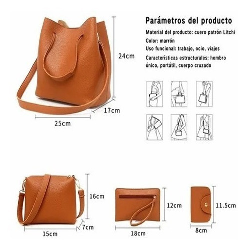 Imagen 4 de 8 de Bolso Casual De Nueva Moda Para Mujer, 4 Piezas