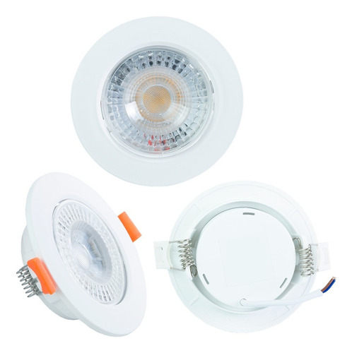 Kit 3 Spot Led 7w Direcionável Embutir Redondo Quente Teto