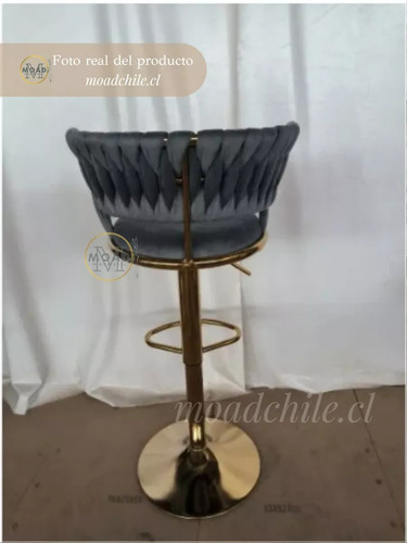 Taburete Felpa Queen Base Tulip Dorada Y Altura Ajustable