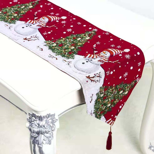 De Mesa Navideño, Muñeco De Nieve, Copos De Nieve, Mantel,