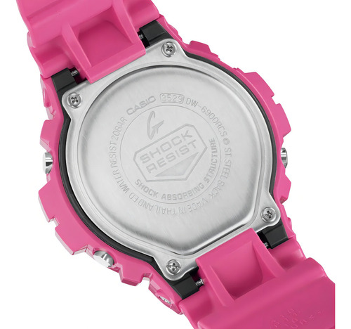 Reloj Casio G-shock Dw-6900rcs-4 Correa Rosa Chicle Bisel Rosa Chicle Fondo Plateado