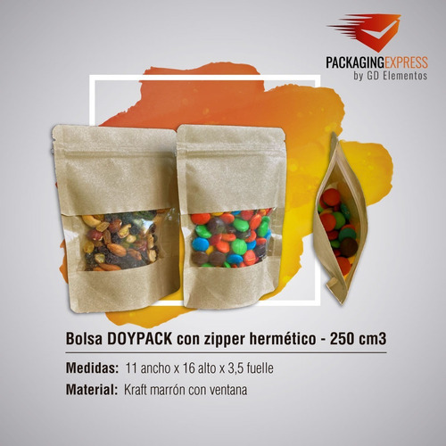 Imagen 2 de 10 de Bolsas Doypack 11x17 Cierre Hermético Zipper Con Ventana X25