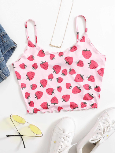 Top De Dama Estampado De Fresas