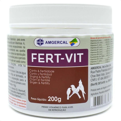 Fert-vit 200g Amgercal Original Canto E Fertilidade