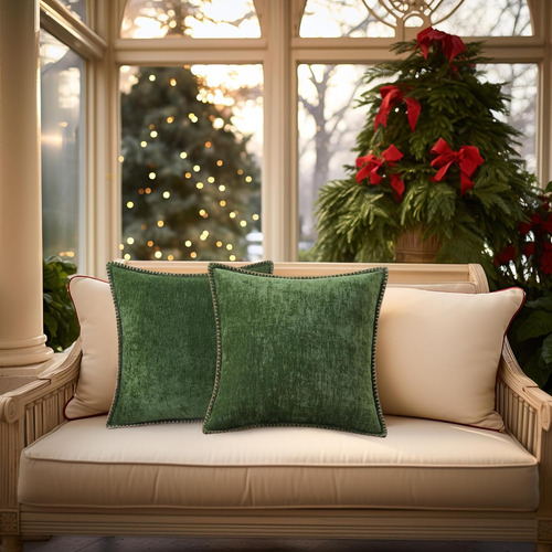 Decoruhome Navidad Chenilla Suave Almohada Fundas 18...