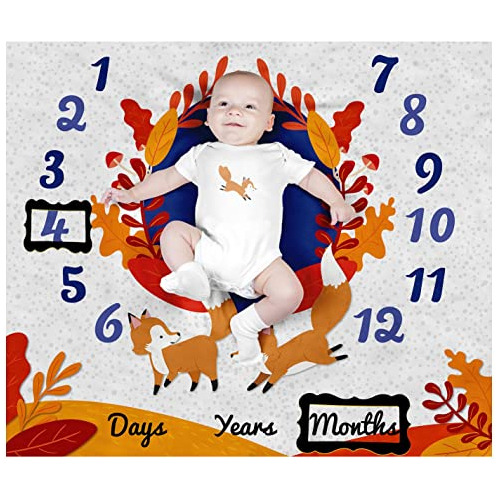 Pambo Manta Fox Baby Month Milestone Para Bebé Niño Y Niña,