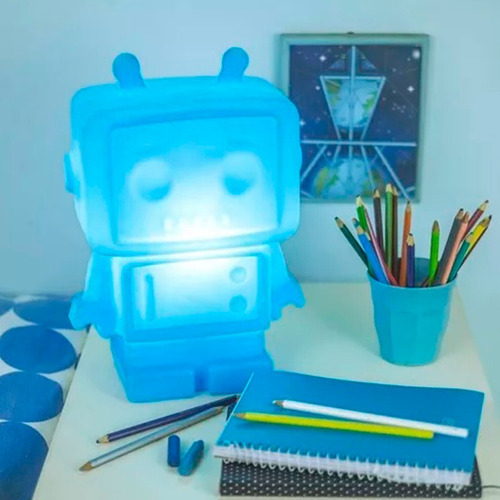 Lámpara de mesa para dormitorio, sala de estar, niño, robot, azul, lámpara de mesa