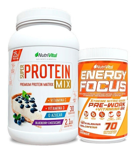 Pack Protein Mix +pre Entreno Energy Focus 70serv Nutrivital