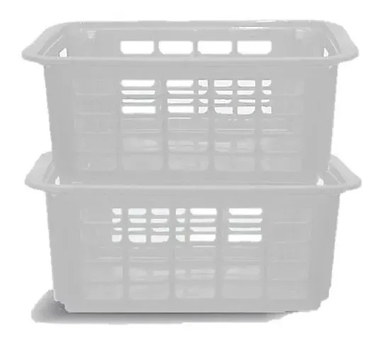 Canasto Rectangular Apilable Encastrable N1 X 2u Colombraro Blanco Apilable