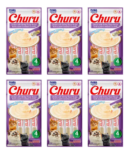 Sachê Purê Churu Galinha para Gatos com 4 unidades - 56g