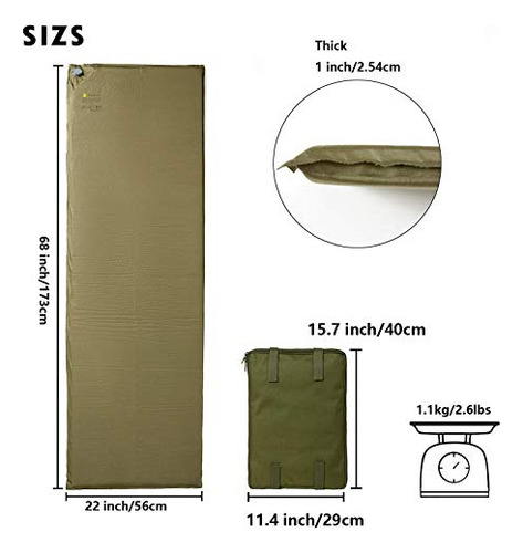 Colchoneta De Campamento Militar Autoinflable Mt Army A...