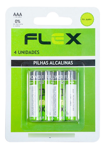 Pilha Aa Alcalina C/4 Unidades Flex Fx-aak4 X-cell