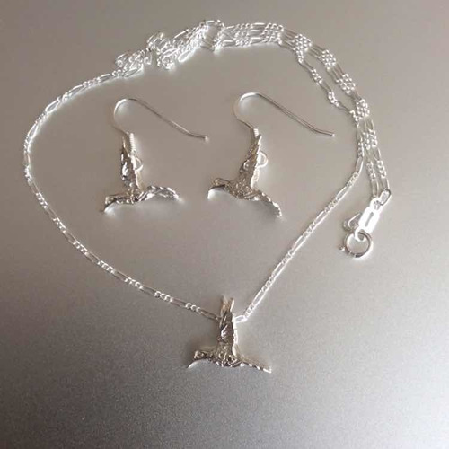 Imagen 7 de 10 de Juego De Cadena Aretes Dije De Colibrí Plata Ley 925 Solida