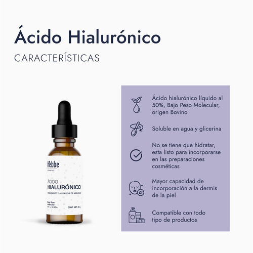Imagen 2 de 10 de Ácido Hialurónico Concentrado 15 G, Bajo Peso Mol. Líquido