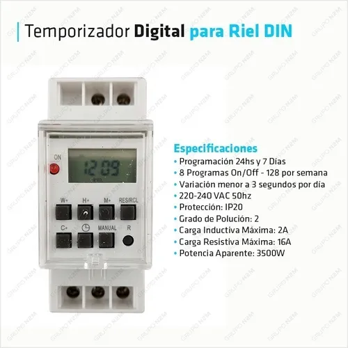 Programador digital 220V programable por minutos - Todo en Solar