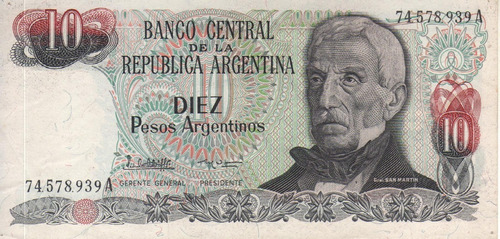 Bottero 2614 Billete De 10 $ Argentinos Año 1984 - Vf