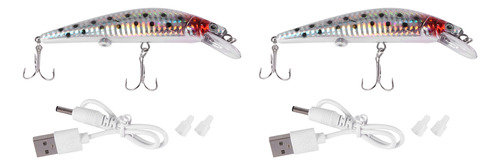 2 Señuelos Eléctricos Led Recargables Por Usb Para Peces