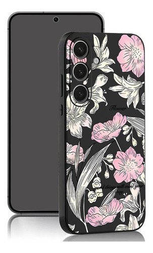 Funda Creativa Floral Negra De Silicona, Compatible Con Apple Y Samsung, A Prueba De Golpes