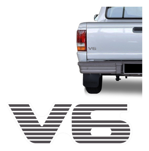 Emblema V6 Ford Ranger 1996/ Adesivo Tampa Traseira Grafite
