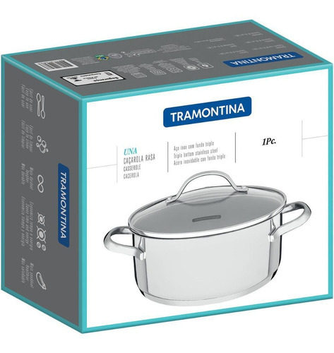 Cacerola Tramontina de Acero Inoxidable de 16 cm con triple fondo