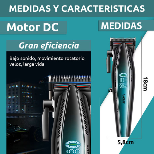 Máquina De Cortar Pelo Pro Vgr V-270 Metal 9000rpm Motor Dc Color Negro Y Verde