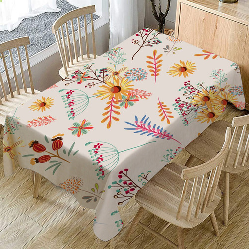 Mantel Rectangular Con Estampado De Flores Frescas Para Té