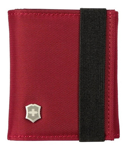Cartera Victorinox Ta 5.0 RFID de nailon con tres pliegues, color rojo, diseño de tela lisa
