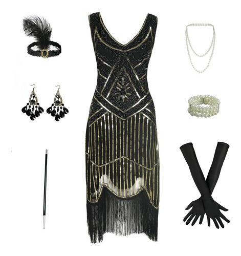Eunchaes Vestido De Cóctel Gatsby De Los Años 20 Con Lenteju